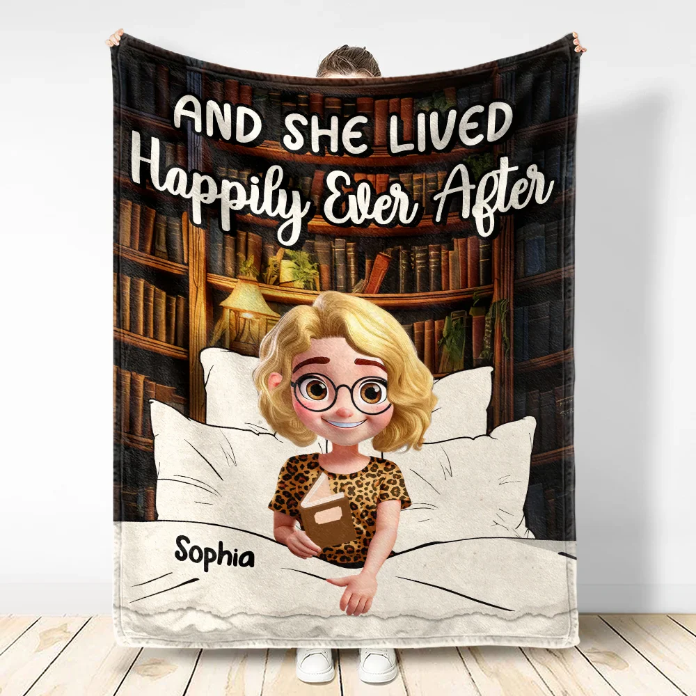 Just A Girl Who Loves Books 3D Effect - Personalized Fleece Blanket, Sherpa Blanket - Image 3