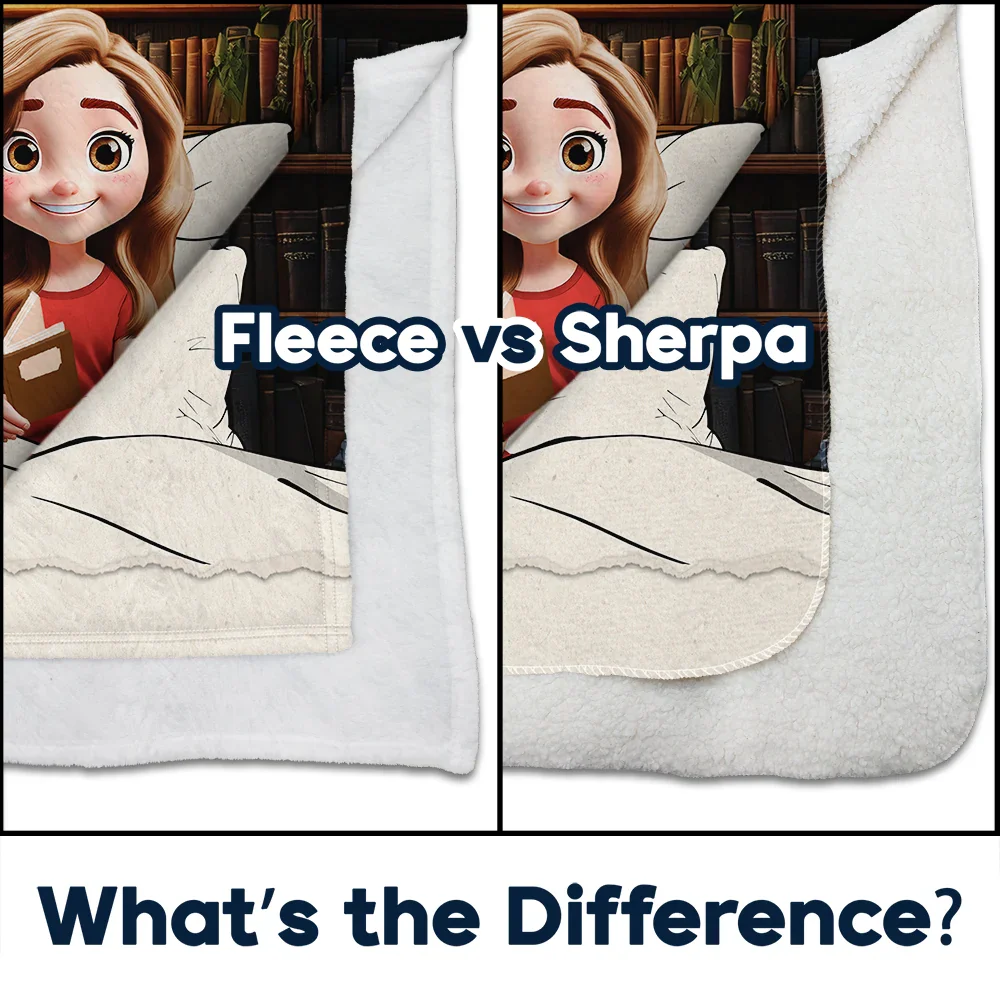 Just A Girl Who Loves Books 3D Effect - Personalized Fleece Blanket, Sherpa Blanket - Image 4