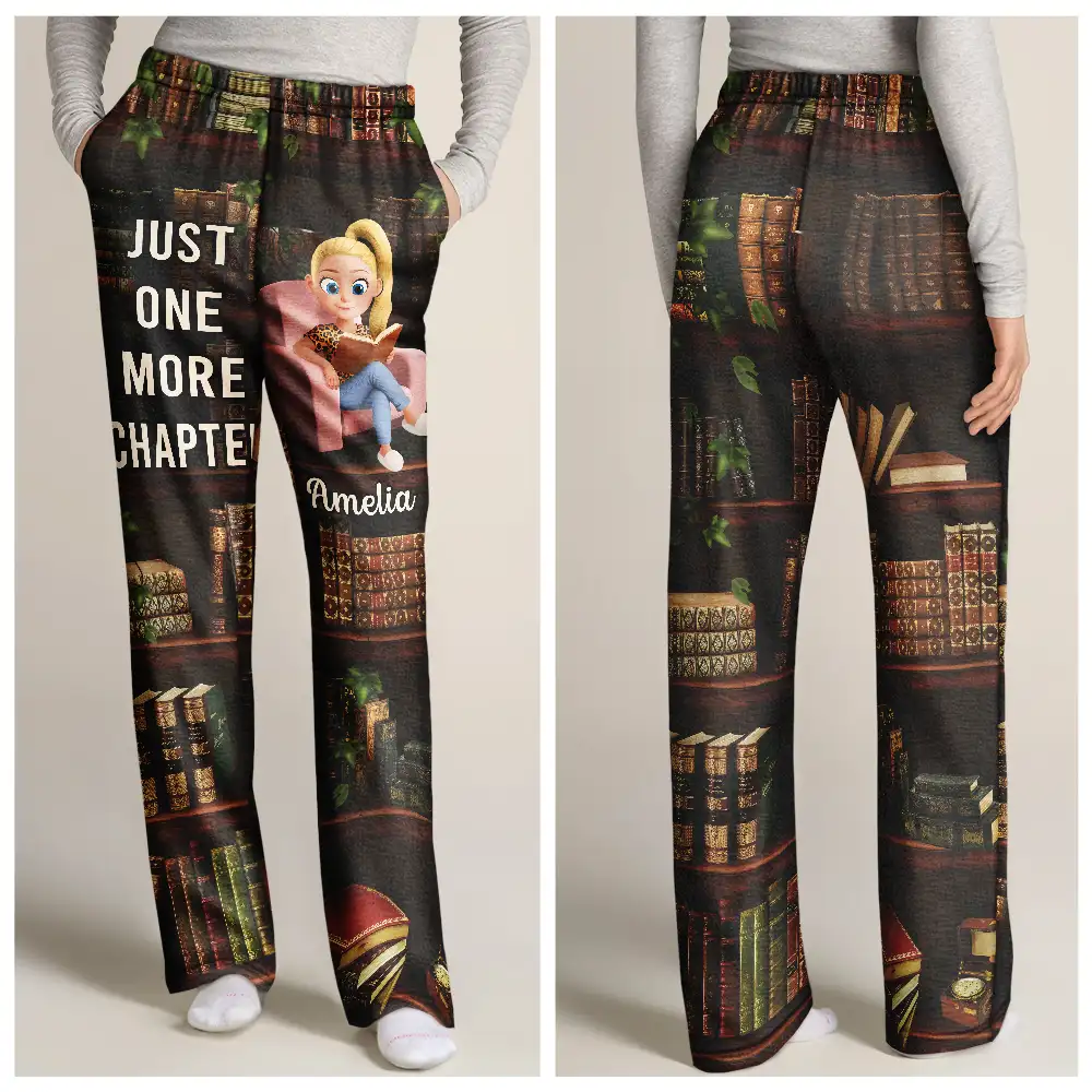 Just A Girl Who Loves Books 3D Effect - Personalized Pajama Pants - Image 3