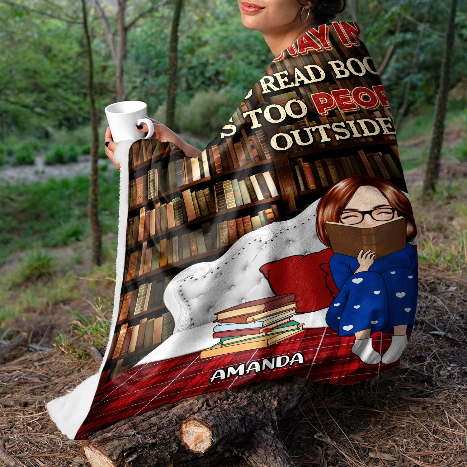 Just A Girl Who Loves Books Bed Sitting - Gift For Book Reading Lovers - Personalized Fleece Blanket - Image 5