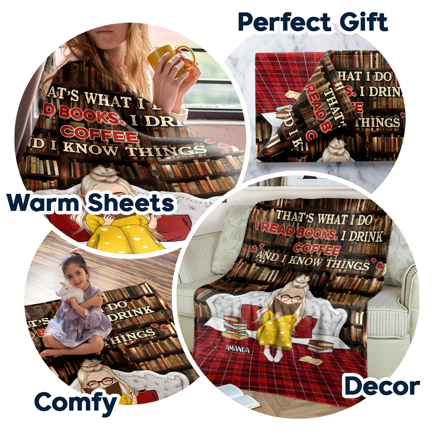 Just A Girl Who Loves Books Bed Sitting - Gift For Book Reading Lovers - Personalized Fleece Blanket - Image 8