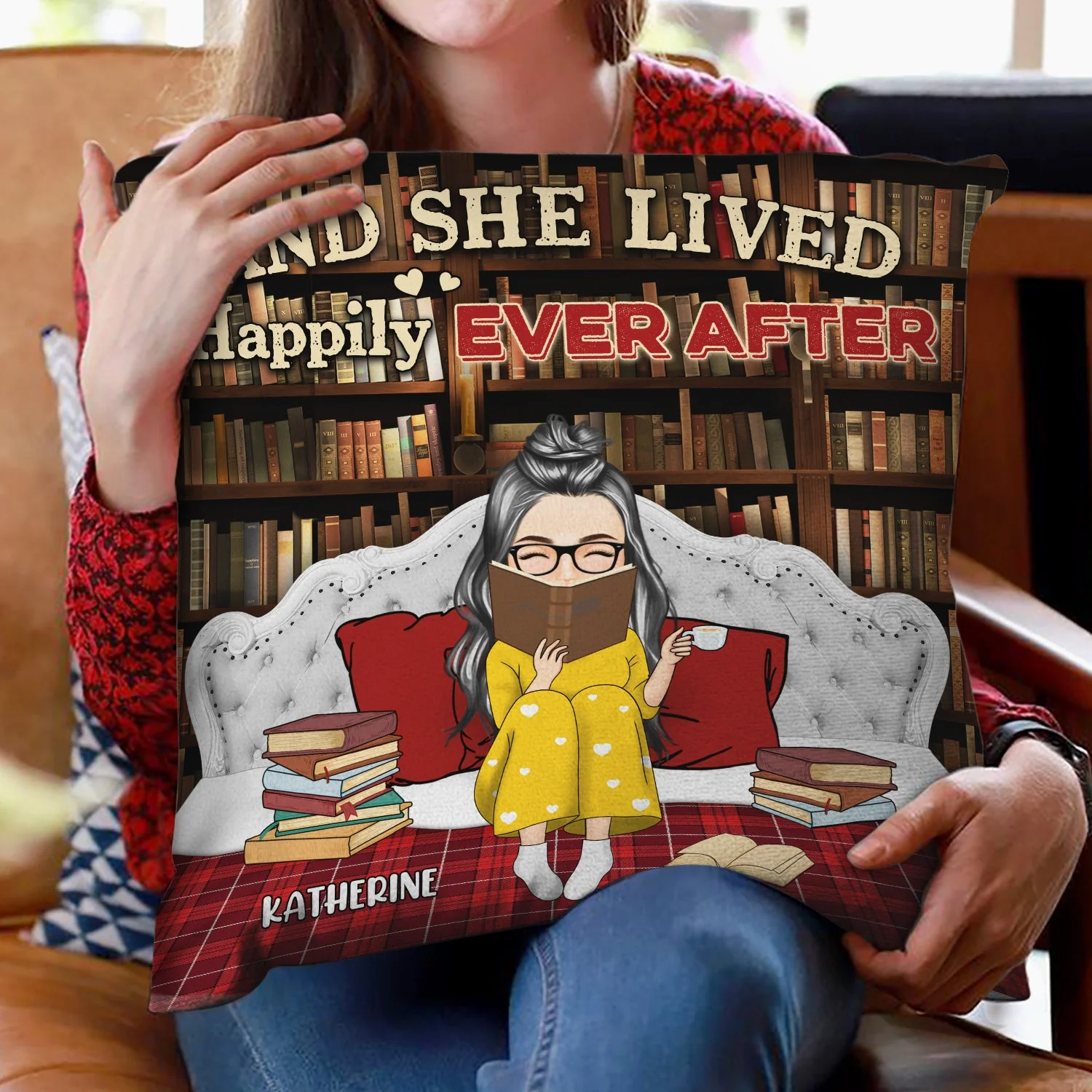 Just A Girl Who Loves Books Bed Sitting - Gift For Book Reading Lovers - Personalized Pillow - Image 2