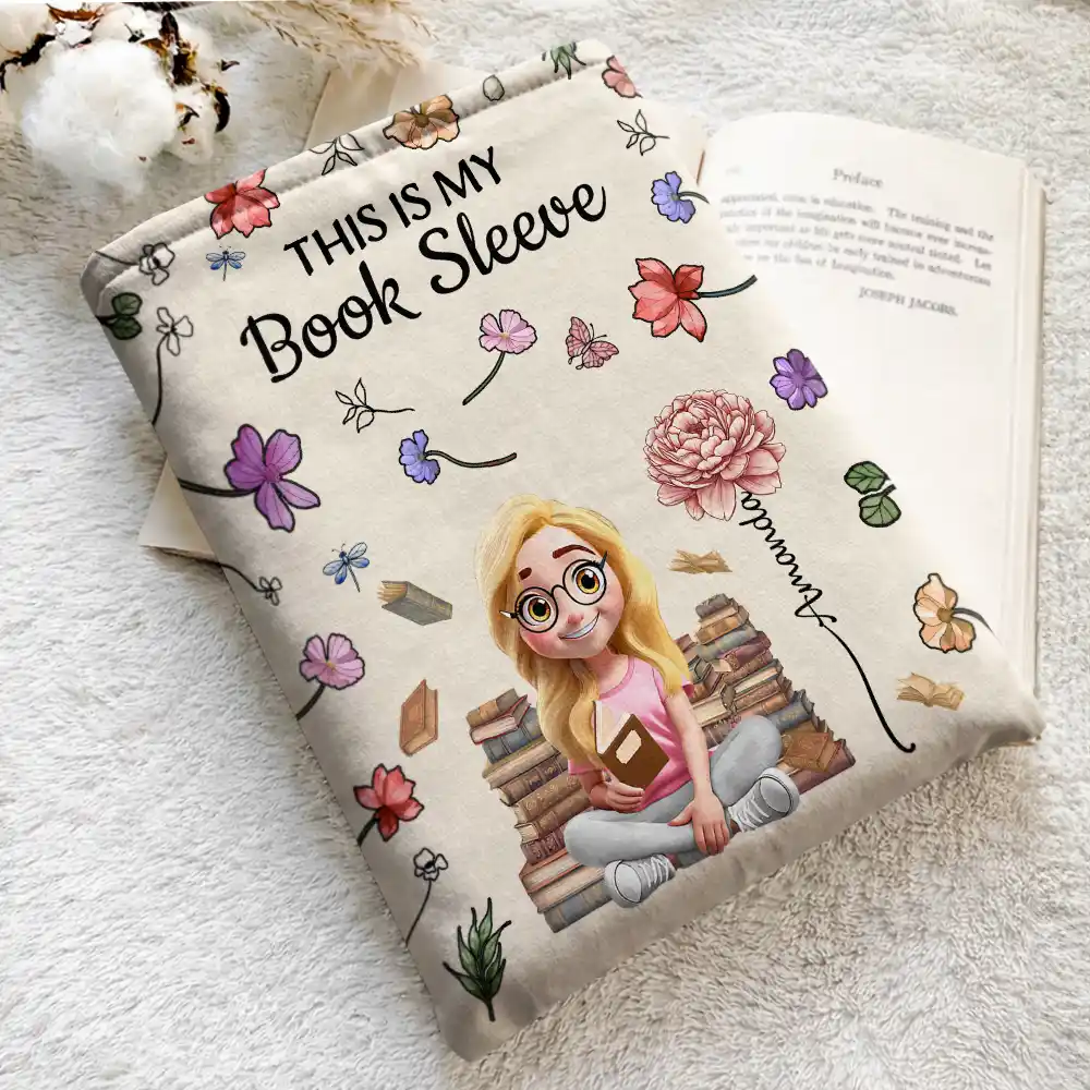 Just A Girl Who Loves Books Birth Month Flower - Personalized Book Sleeve - Image 5