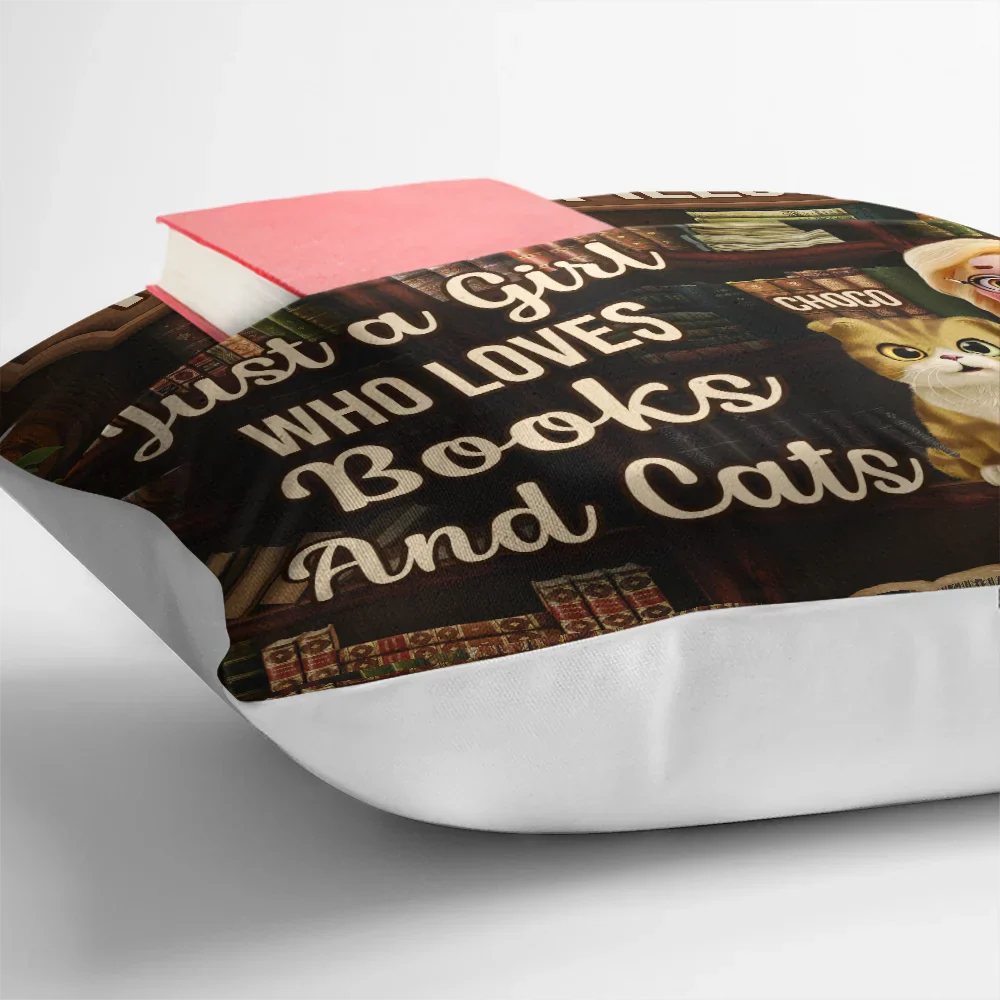 Just A Girl Who Loves Books & Cats - Personalized Pocket Pillow - Image 4