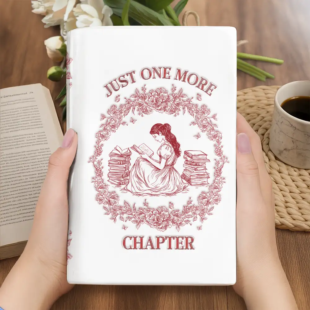 Just A Girl Who Loves Books Chinoiserie Toile 3D Inflated Effect - Personalized Ceramic Book Vase - Image 3