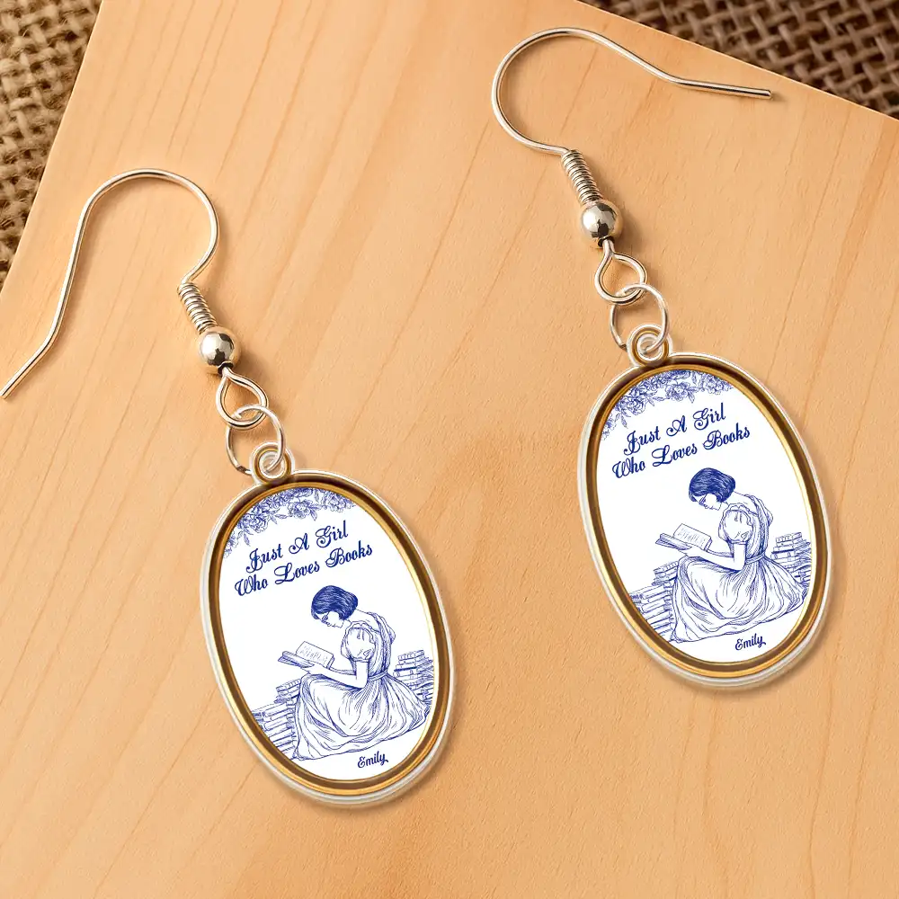 Just A Girl Who Loves Books - Personalized Acrylic Earrings - Image 2