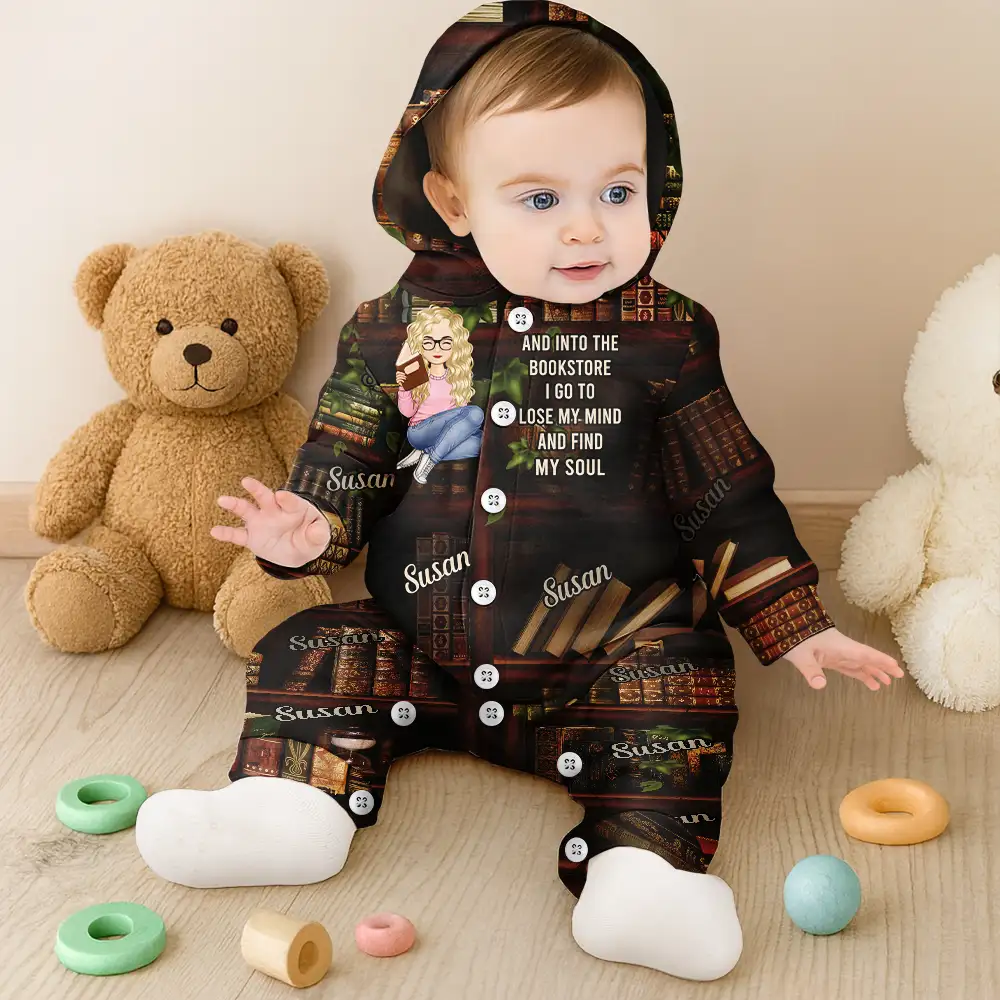 Just A Girl Who Loves Books - Personalized Overall Onesie Hooded Jumpsuit - Image 6