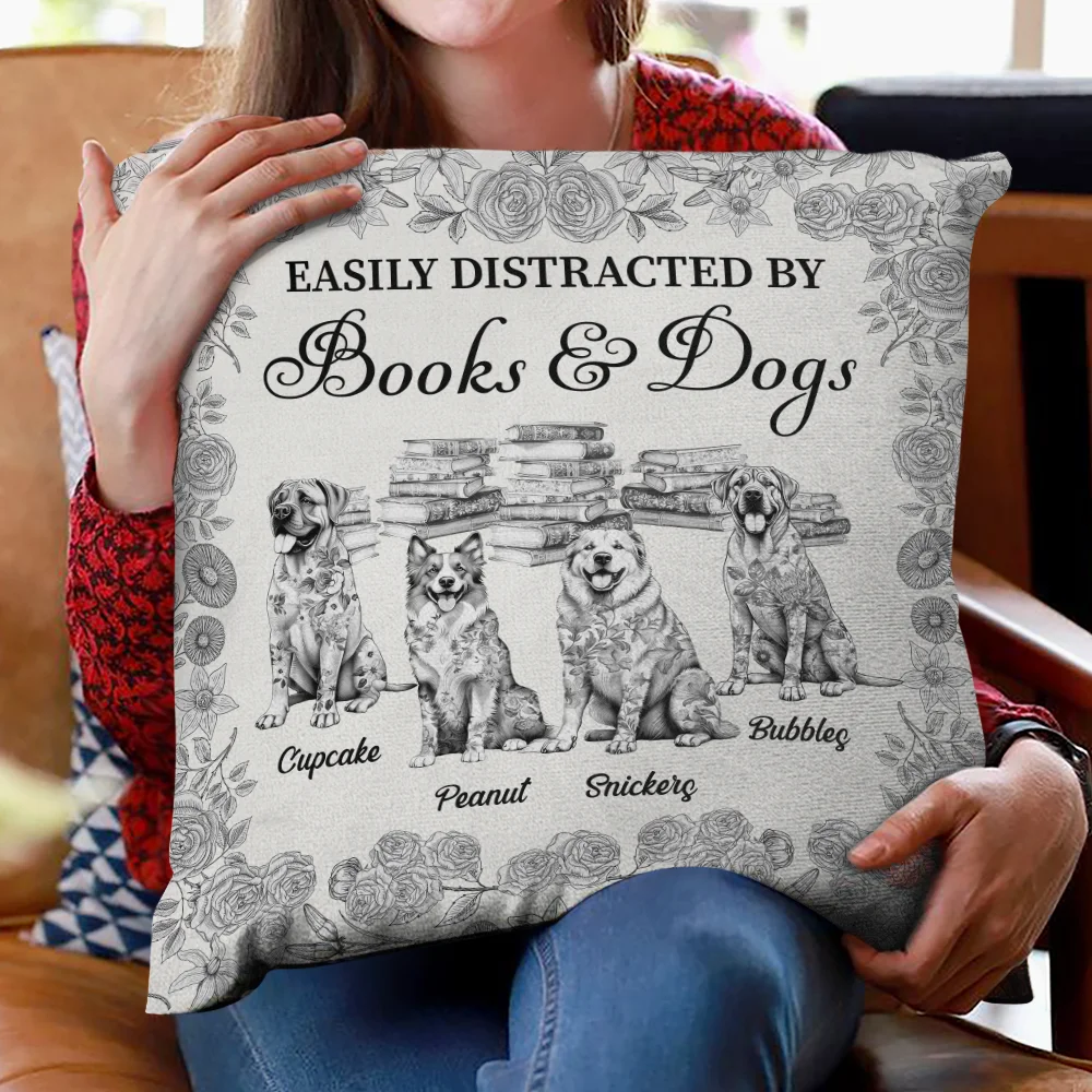 Just A Girl Who Loves Books & Pets Toile De Jouy Pattern - Personalized Pillow - Image 2