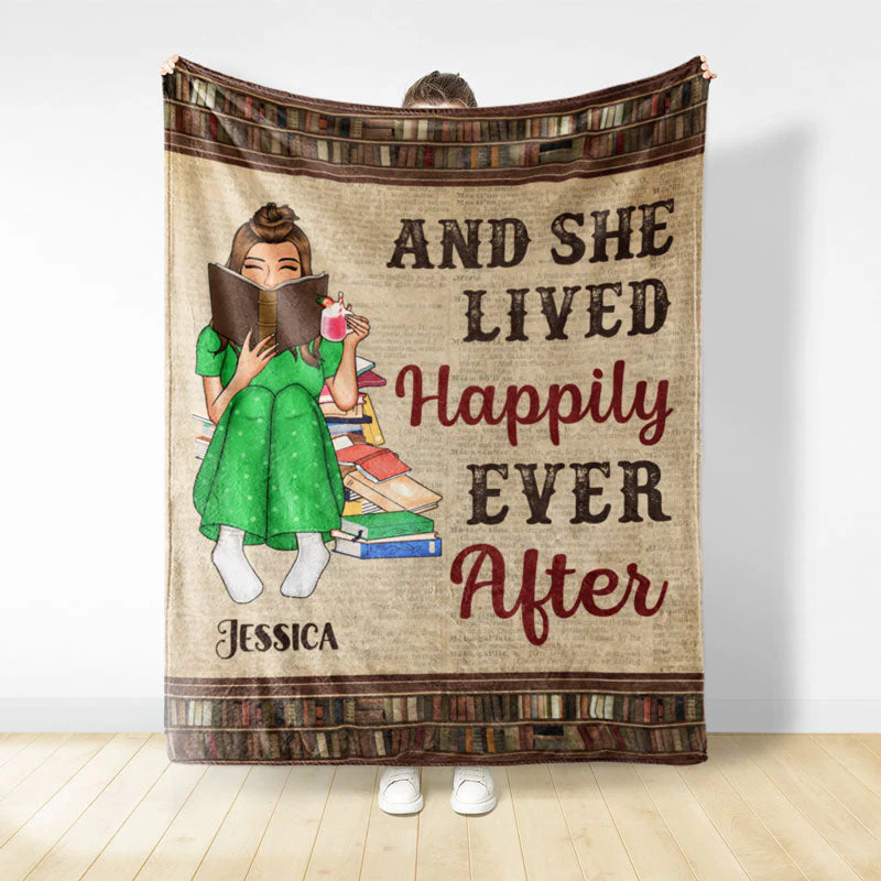 Just A Girl Who Loves Books Reading Vintage - Gift For Book Lovers - Personalized Custom Fleece Blanket - Image 2