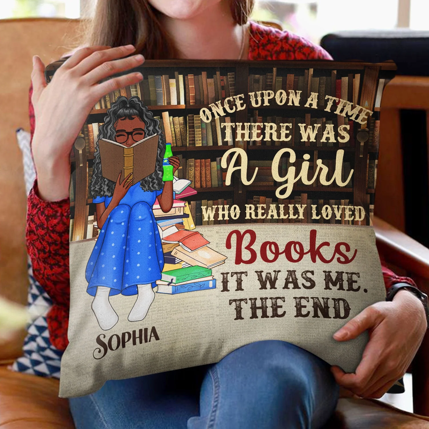 Just A Girl Who Loves Books Reading Vintage - Gift For Book Lovers - Personalized Custom Pillow - Image 2