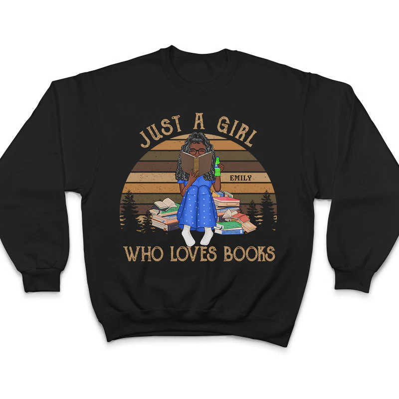 Just A Girl Who Loves Books Reading Vintage - Gift For Book Lovers - Personalized Custom T Shirt - Image 5