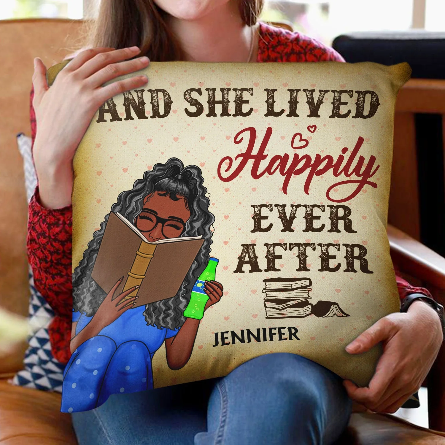 Just A Girl Who Loves Books Vintage - Gift For Reading Lovers, Nerd - Personalized Custom Pillow - Image 2