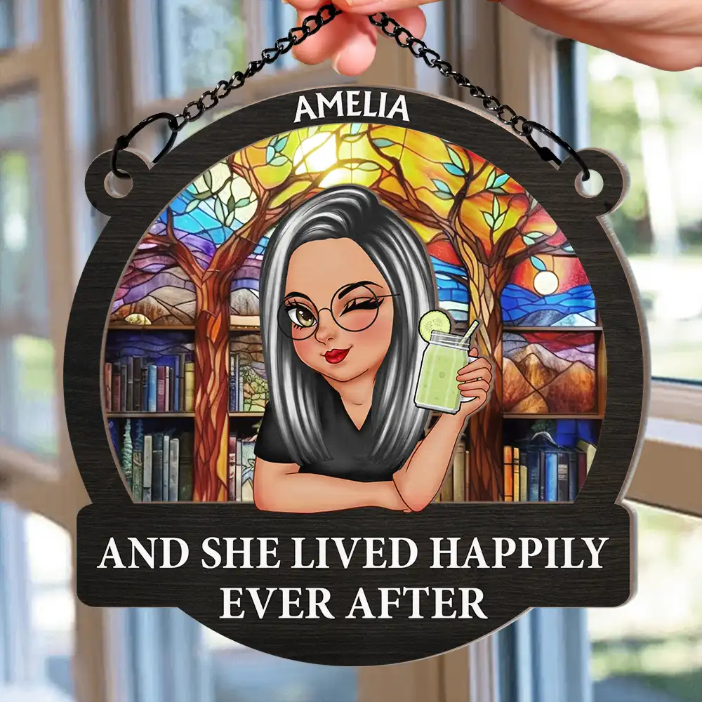 Just A Girl Who Loves Books Women - Personalized Window Hanging Suncatcher Ornament - Image 2