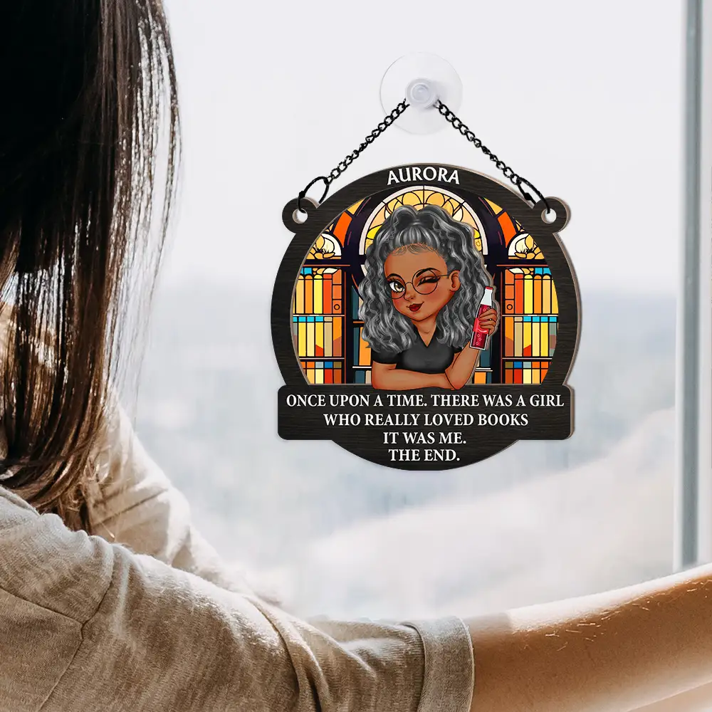 Just A Girl Who Loves Books Women - Personalized Window Hanging Suncatcher Ornament - Image 4