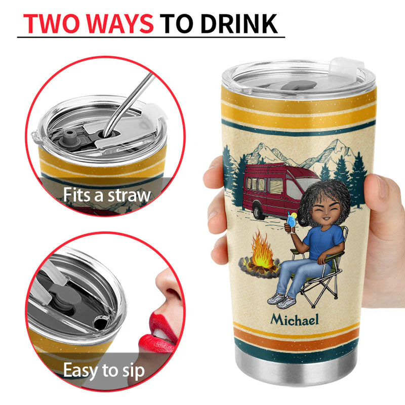 Just A Girl Who Loves Camping - Gift For Camping Lovers - Personalized Custom Tumbler - Image 4
