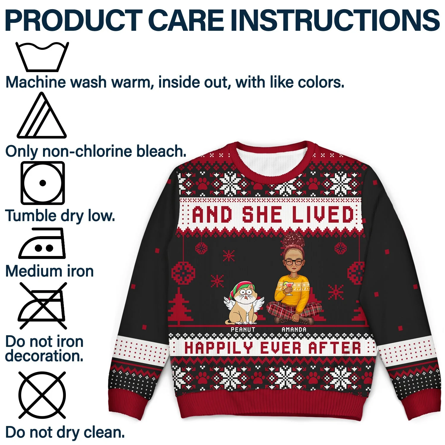 Just A Girl Who Loves Cats And Christmas Cartoon Style - Gift For Cat Moms, Cat Lovers - Personalized Unisex Ugly Sweater - Image 7