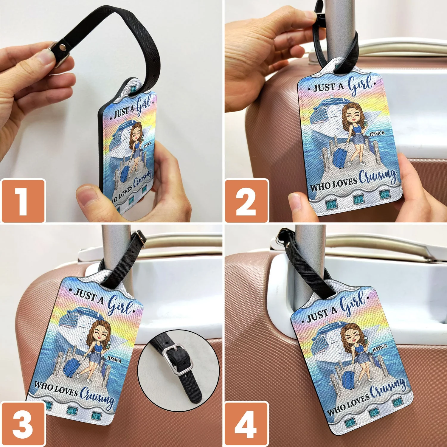 Just A Girl Who Loves Cruising - Gift For Travel Lovers - Personalized Luggage Tag - Image 6