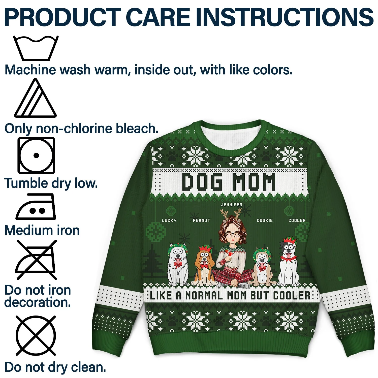 Just A Girl Who Loves Dogs And Christmas Cartoon Style - Gift For Dog Moms, Dog Lovers - Personalized Unisex Ugly Sweater - Image 7