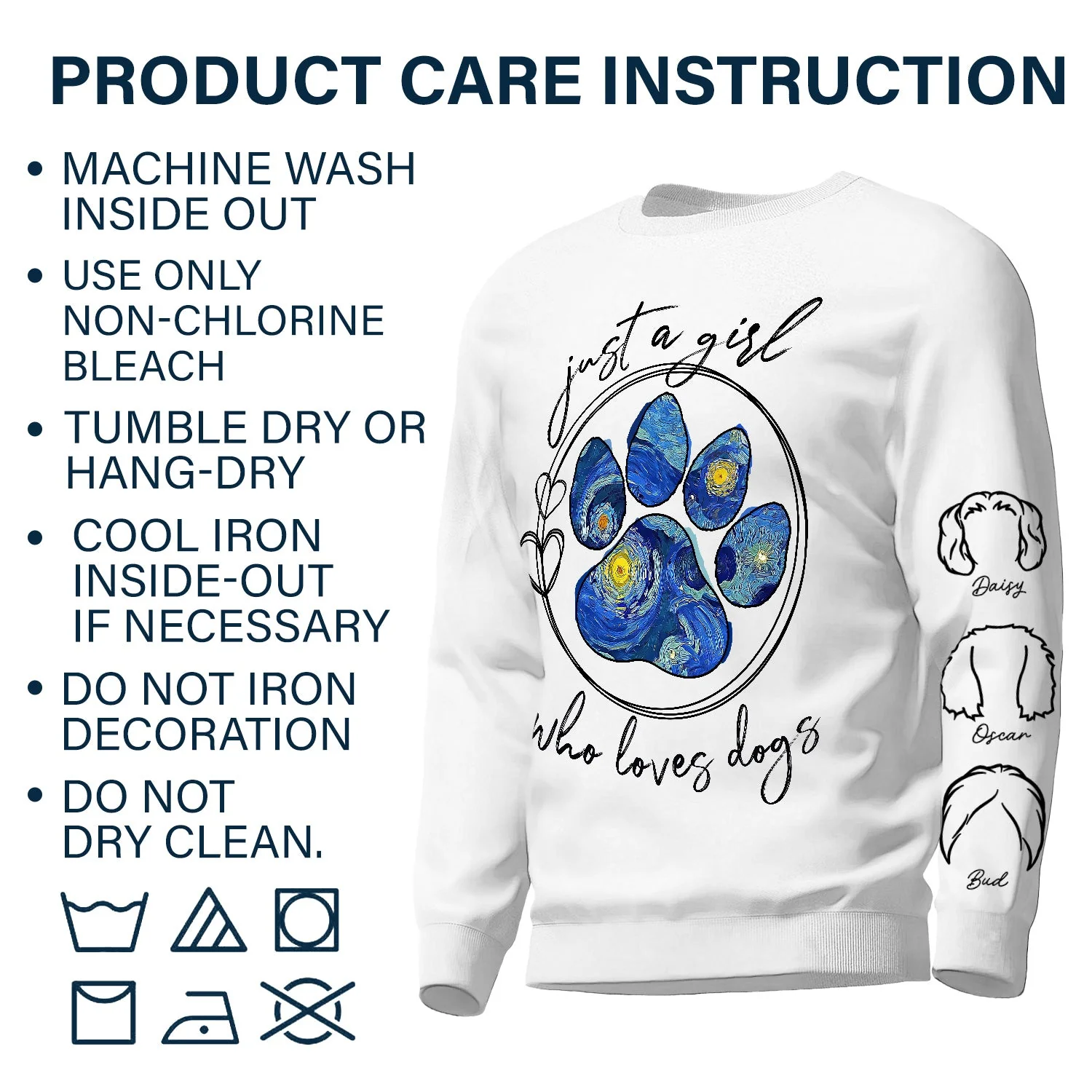 Just A Girl Who Loves Dogs Cats Night Sky - Birthday, Loving Gift For Dog Lover, Cat Mom, Pet Mum - Personalized Unisex Sweatshirt With Design On Sleeve - Image 6