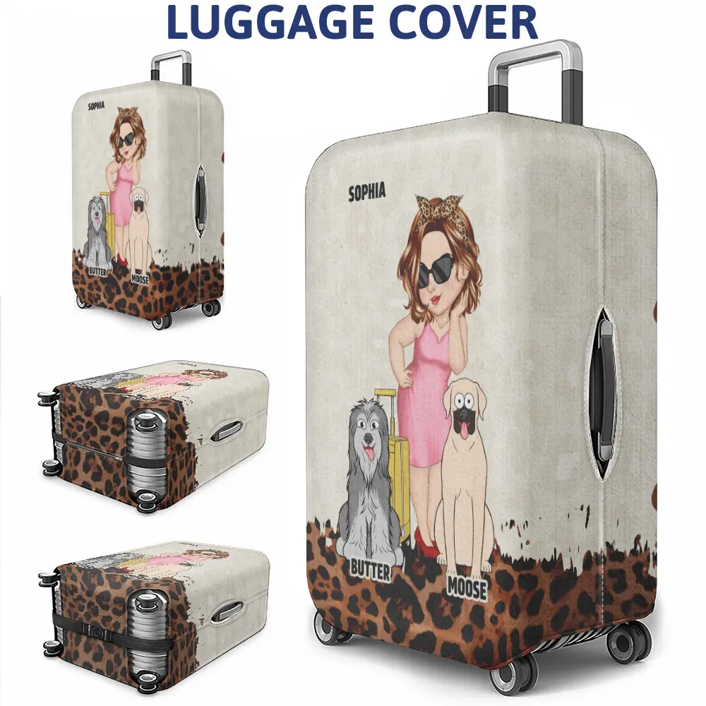 Just A Girl Who Loves Dogs Leopard Pattern - Personalized Luggage Cover - Image 3