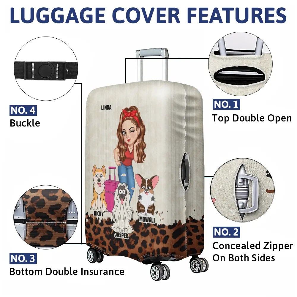 Just A Girl Who Loves Dogs Leopard Pattern - Personalized Luggage Cover - Image 4