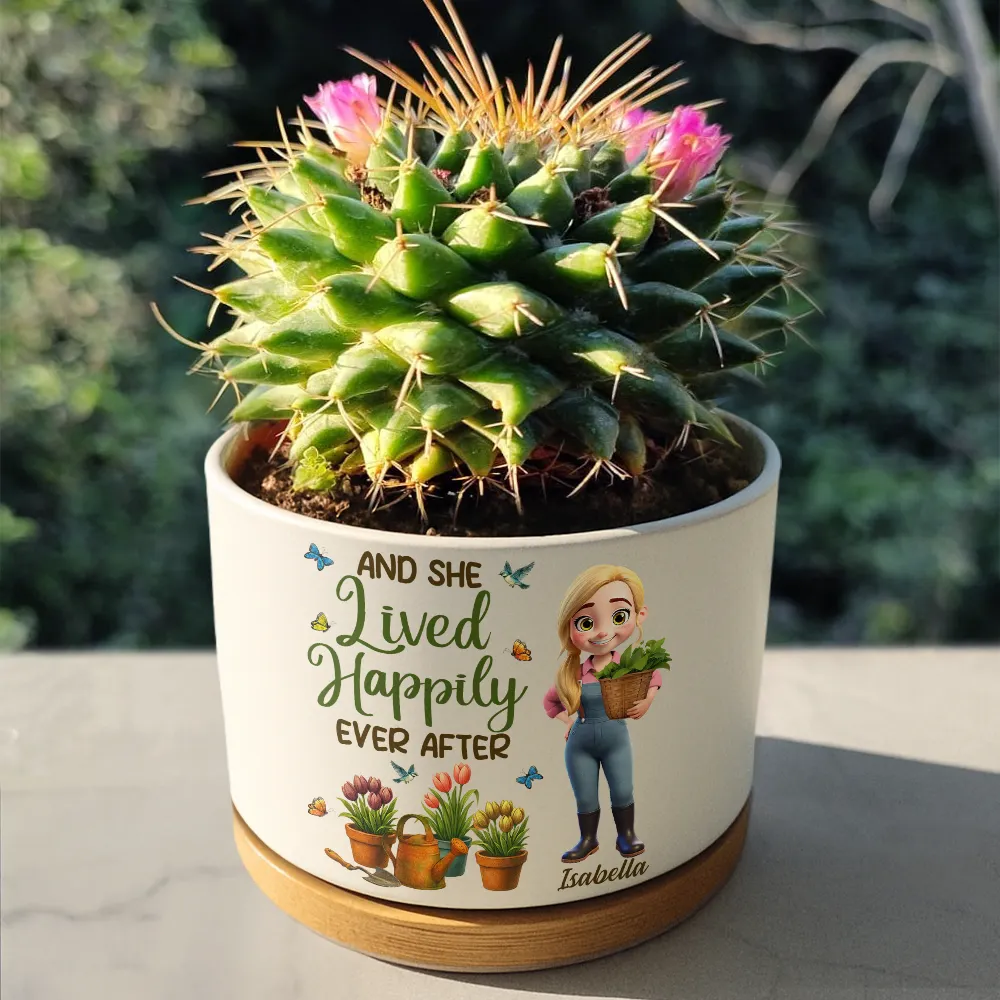 Just A Girl Who Loves Gardening - Personalized Ceramic Plant Pot - Image 4