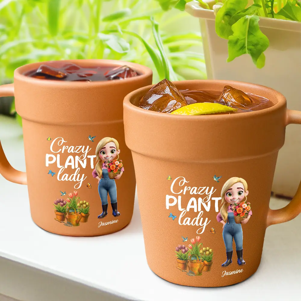 Just A Girl Who Loves Gardening - Personalized Plant Pot Ceramic Mug - Image 2