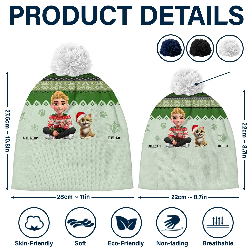Just A Girl Who Loves Her Dog - Personalized Bobble Beanie Hat - Image 4
