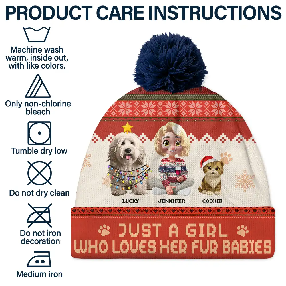 Just A Girl Who Loves Her Dog - Personalized Bobble Beanie Hat - Image 5