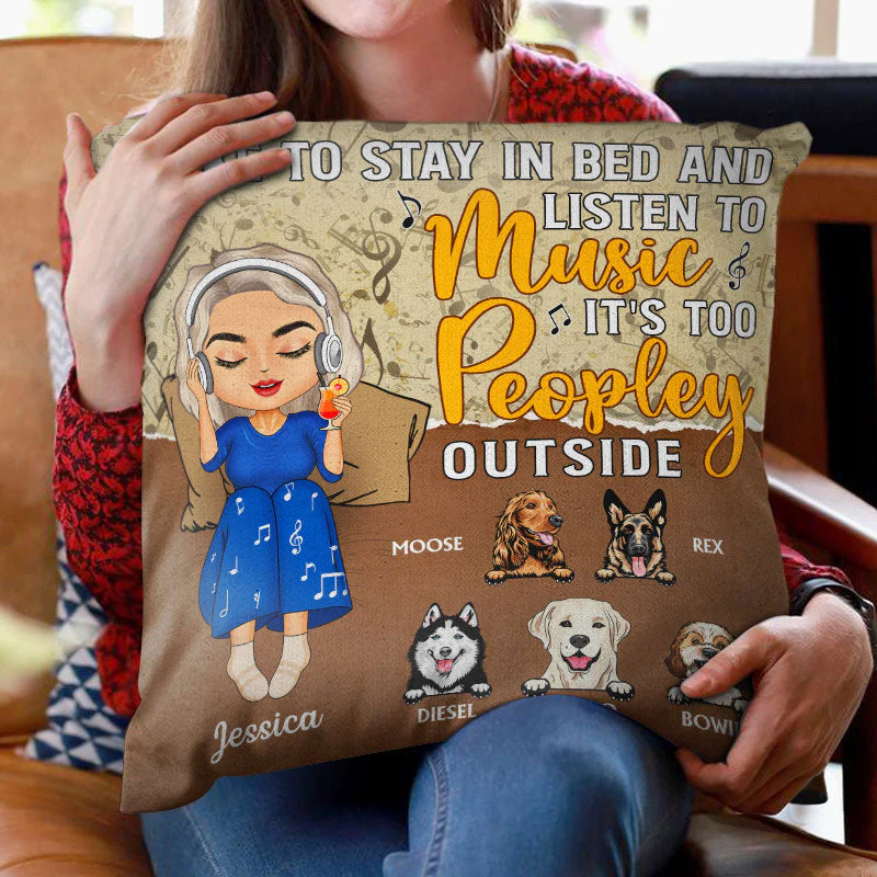Just A Girl Who Loves Music And Dogs - Gift For Yourself - Personalized Custom Pillow - Image 2