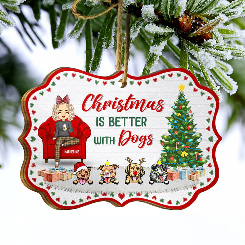 Just A Girl Who Loves Pets Christmas Cat Dog - Christmas Gift For Pet Lovers - Personalized Custom Wooden Ornament - Image 3