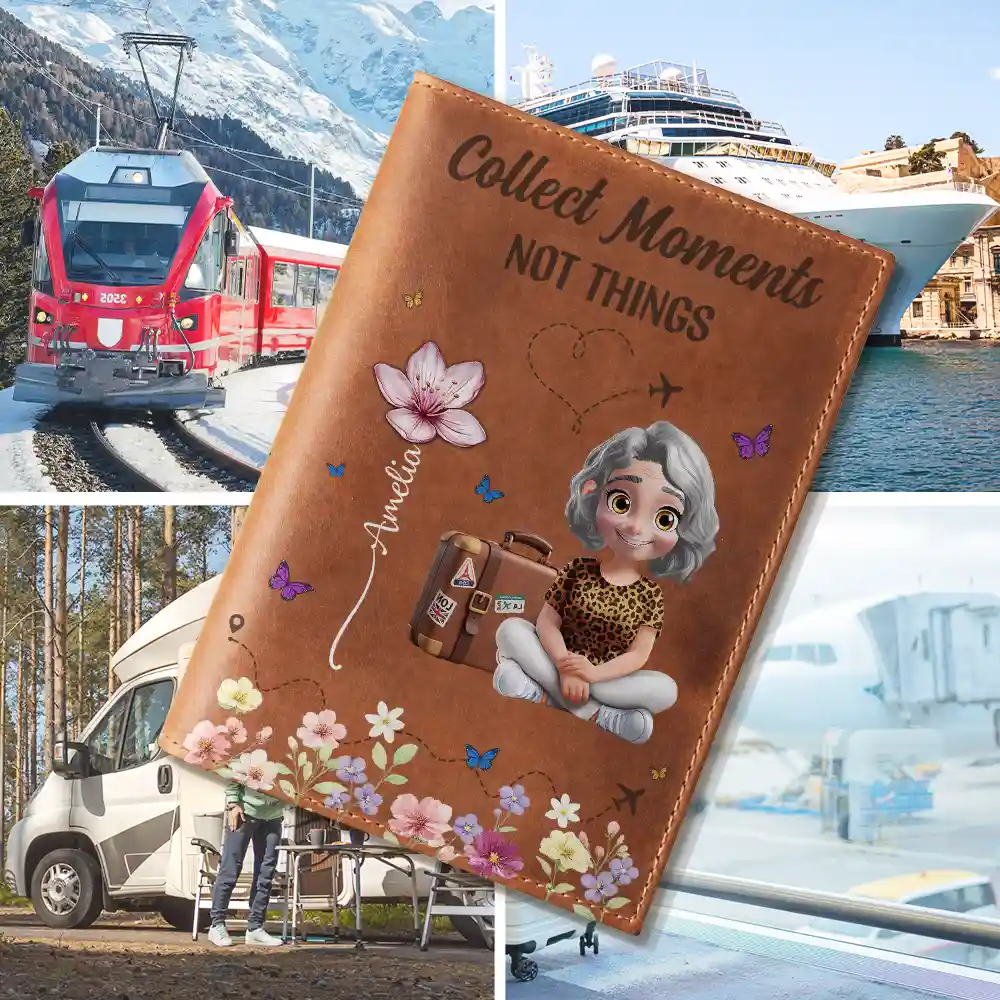 Just A Girl Who Loves Traveling Birth Flower - Personalized Leather Passport Holder - Image 6