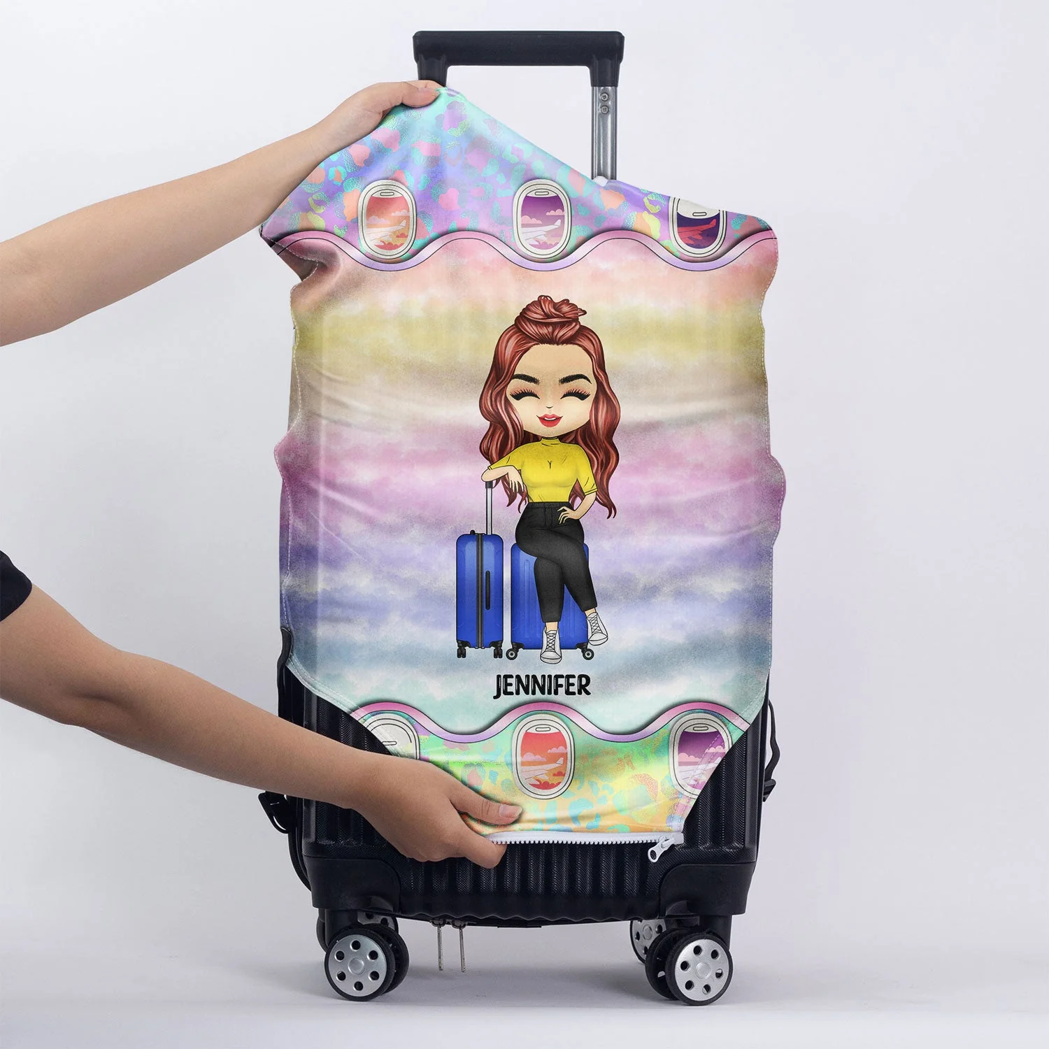 Just A Girl Who Loves Traveling - Birthday Gift For Her, Yourself, Traveler, Wife, Girlfriend, Lover, Daughter, Sister, BFF Best Friend - Personalized Custom Luggage Cover - Image 5