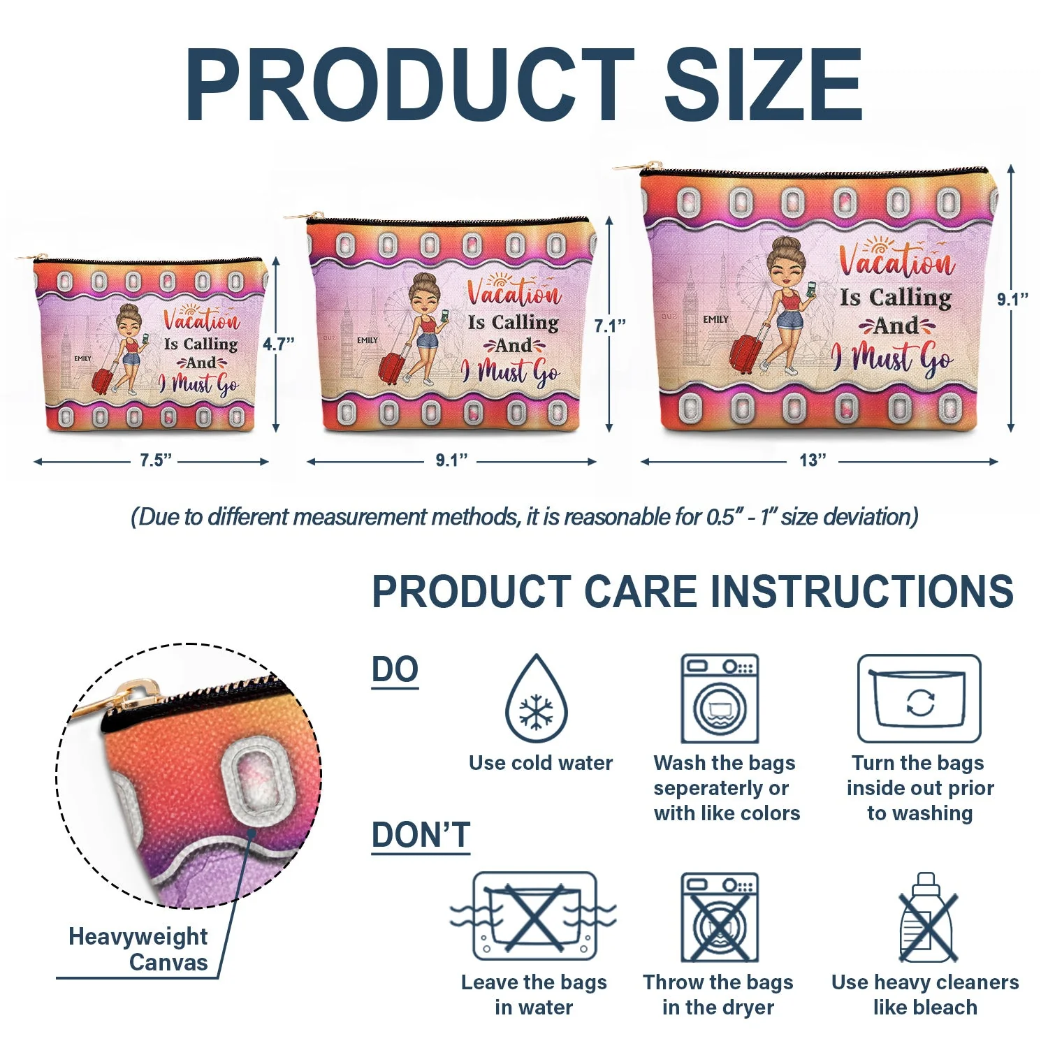 Just A Girl Who Loves Traveling - Gift For Travel Lovers - Personalized Cosmetic Bag - Image 6