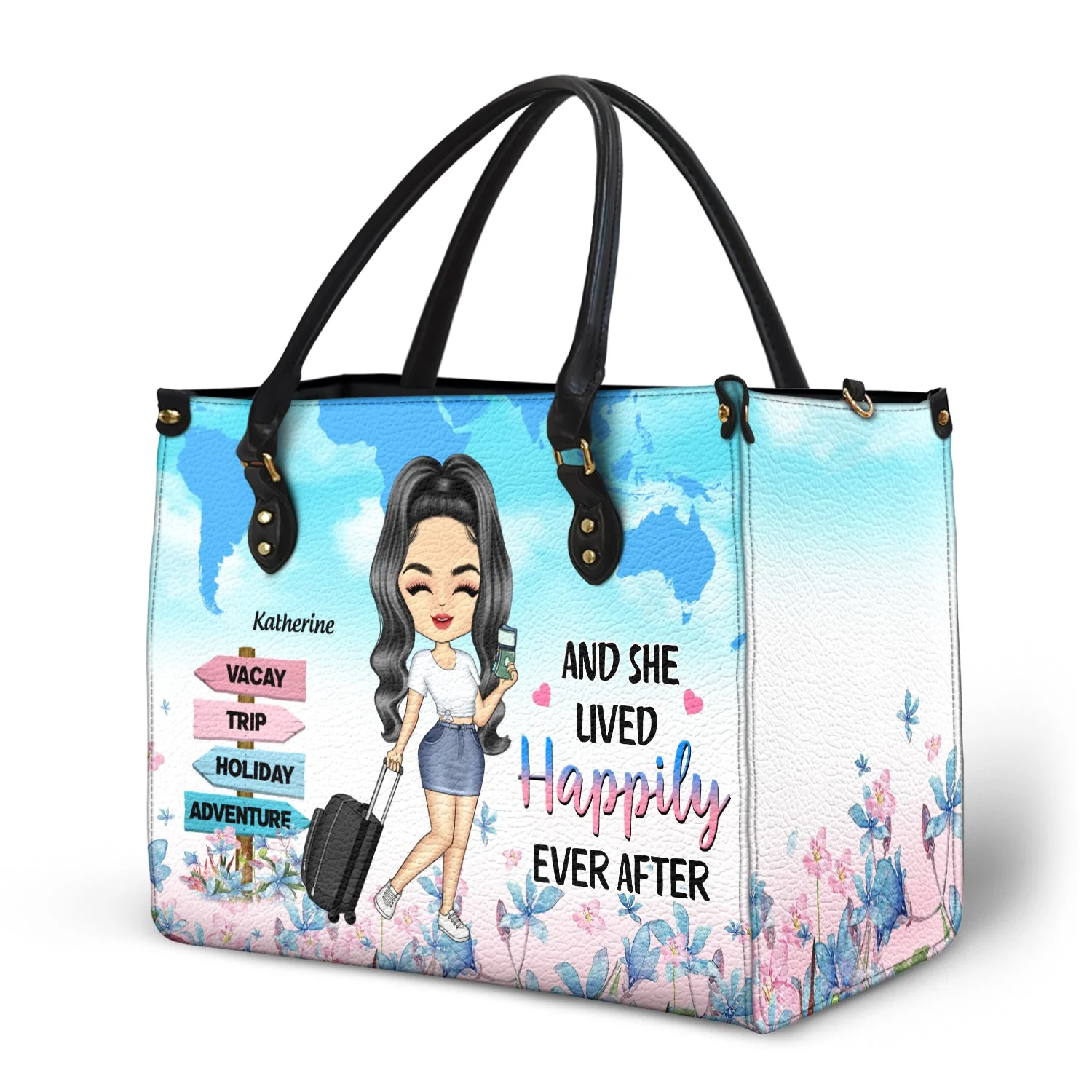 Just A Girl Who Loves Traveling - Gift For Travel Lovers - Personalized Leather Bag - Image 2