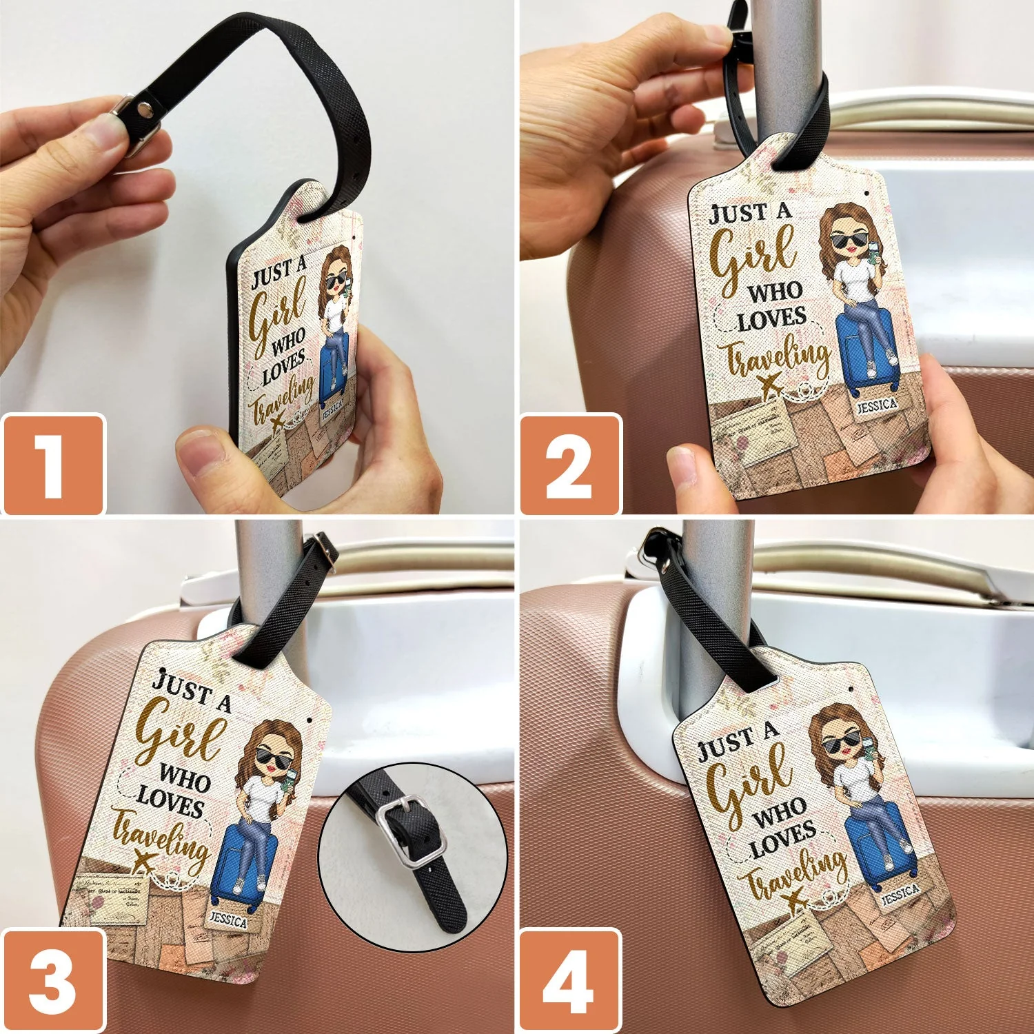 Just A Girl Who Loves Traveling - Gift For Travel Lovers - Personalized Luggage Tag - Image 6