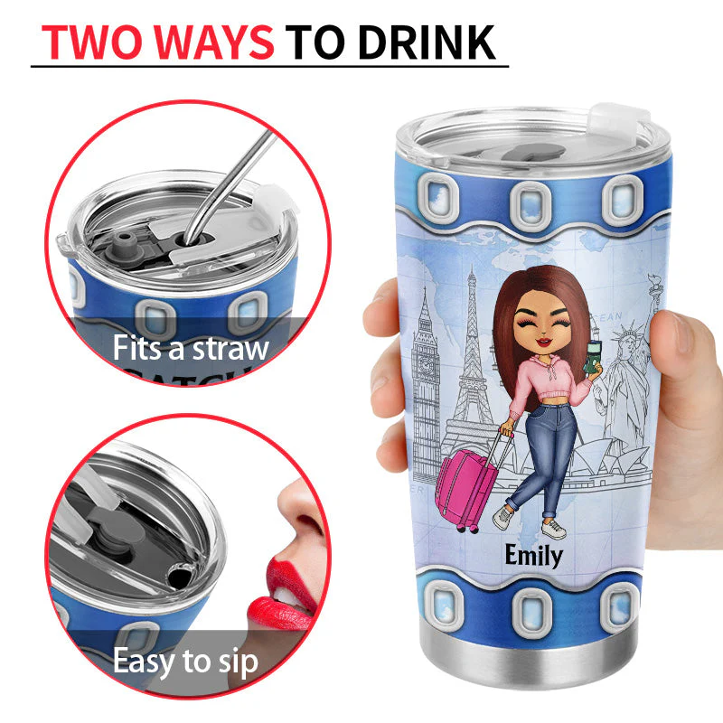 Just A Girl Who Loves Traveling - Gift For Traveling Lovers - Personalized Custom Tumbler - Image 4