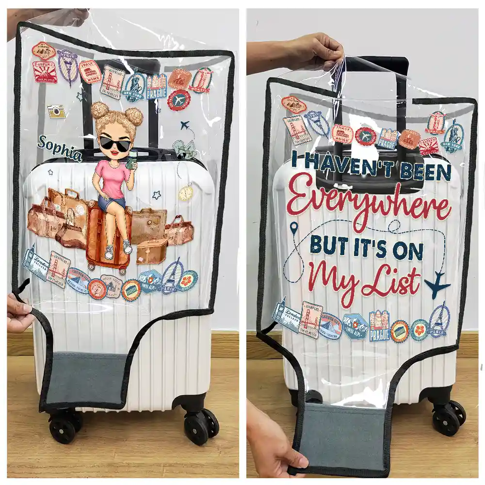 Just A Girl Who Loves Traveling - Personalized Clear Luggage Cover - Image 5