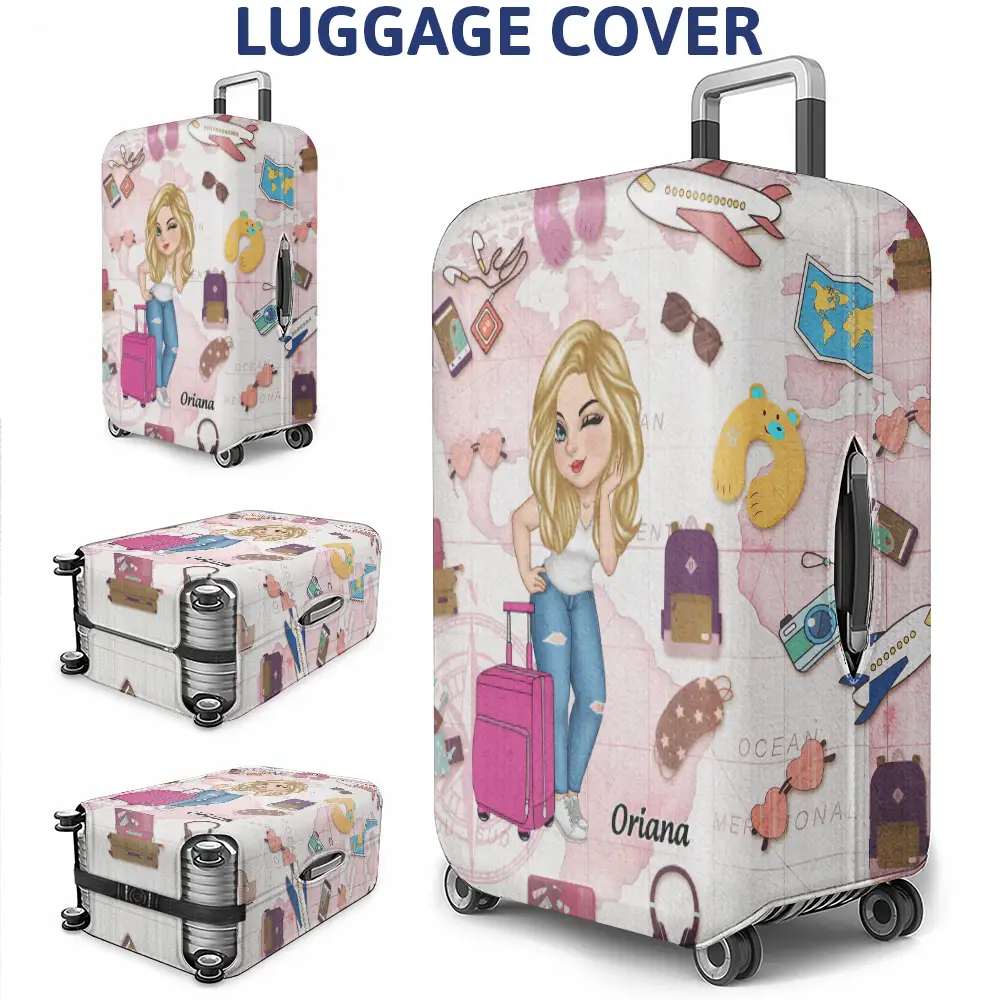Just A Girl Who Loves Traveling - Personalized Luggage Cover - Image 3