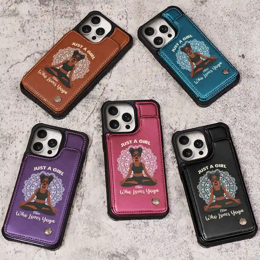 Just A Girl Who Loves Yoga - Personalized Leather Flip Wallet Phone Case - Image 3