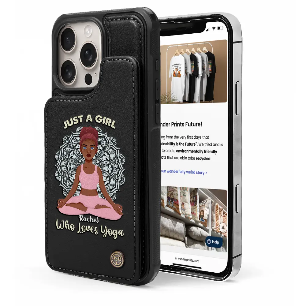Just A Girl Who Loves Yoga - Personalized Leather Flip Wallet Phone Case - Image 5