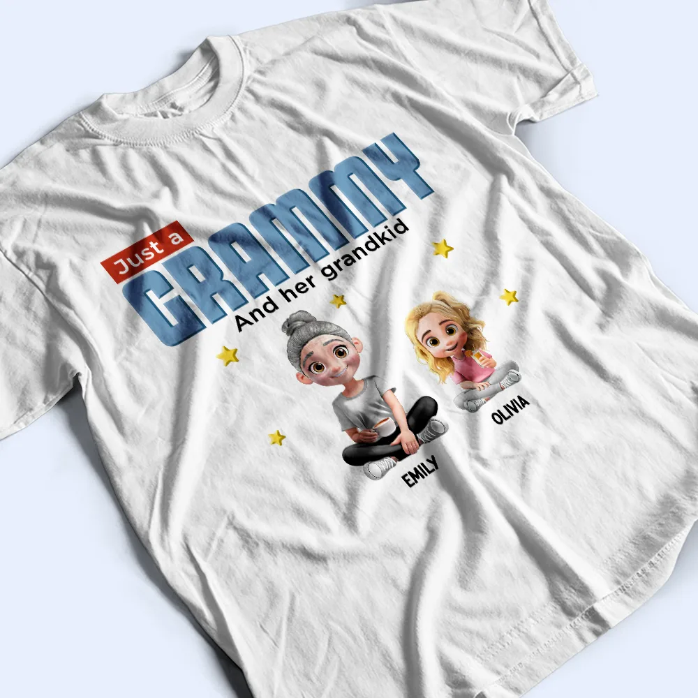 Just A Grandma And Her Grandkids - Personalized T Shirt - Image 2