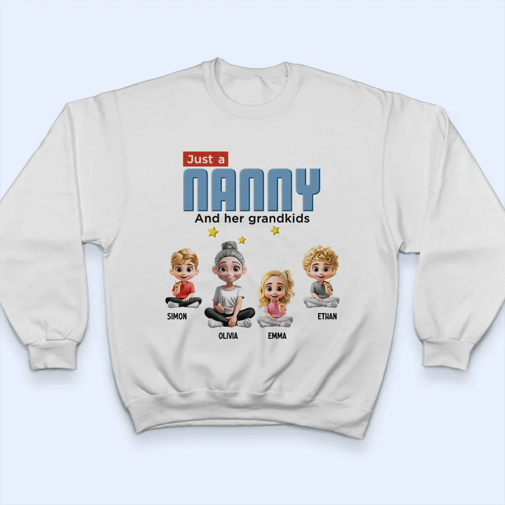 Just A Grandma And Her Grandkids - Personalized T Shirt - Image 5
