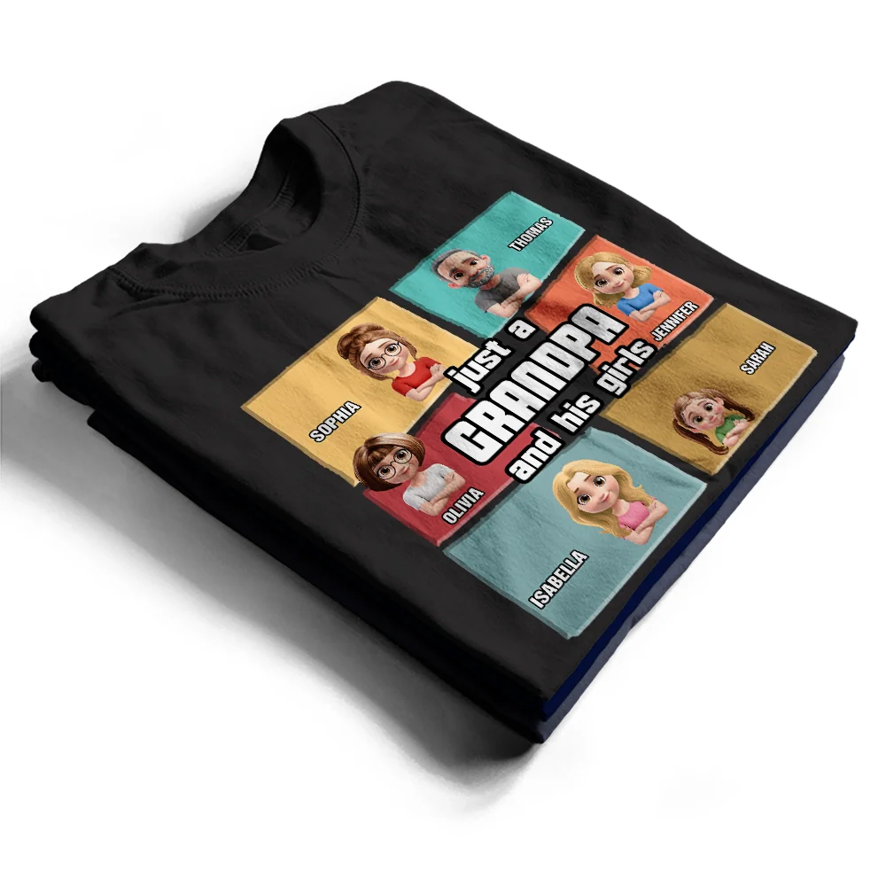 Just A Grandpa Dad And His Girl Comic Style - Personalized T Shirt - Image 2