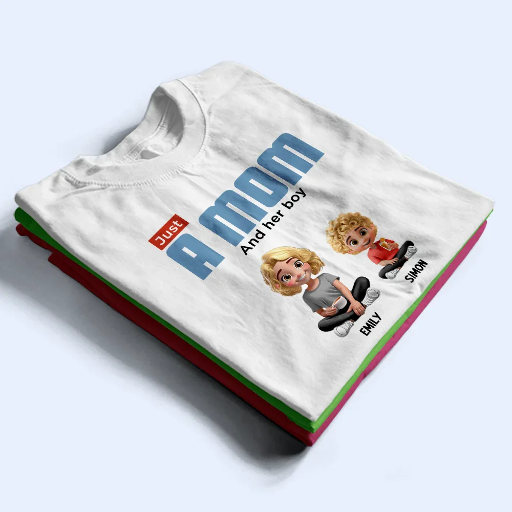 Just A Mom And Her Kids - Personalized T Shirt - Image 2