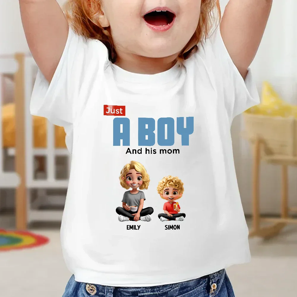 Just A Mom And Her Kids - Personalized T Shirt - Image 4
