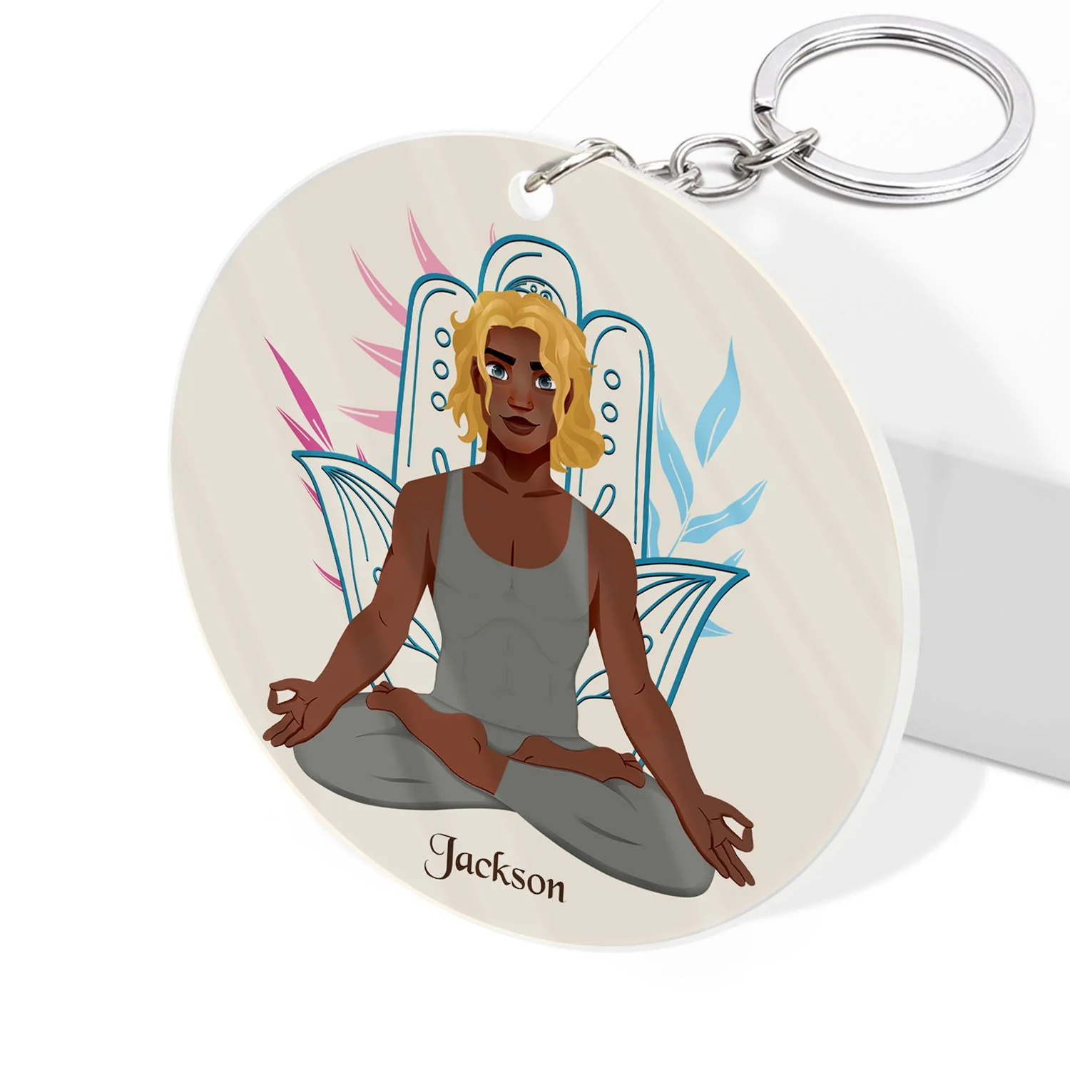Just Breathe - Gift For Yoga Lovers - Personalized Acrylic Keychain - Image 2