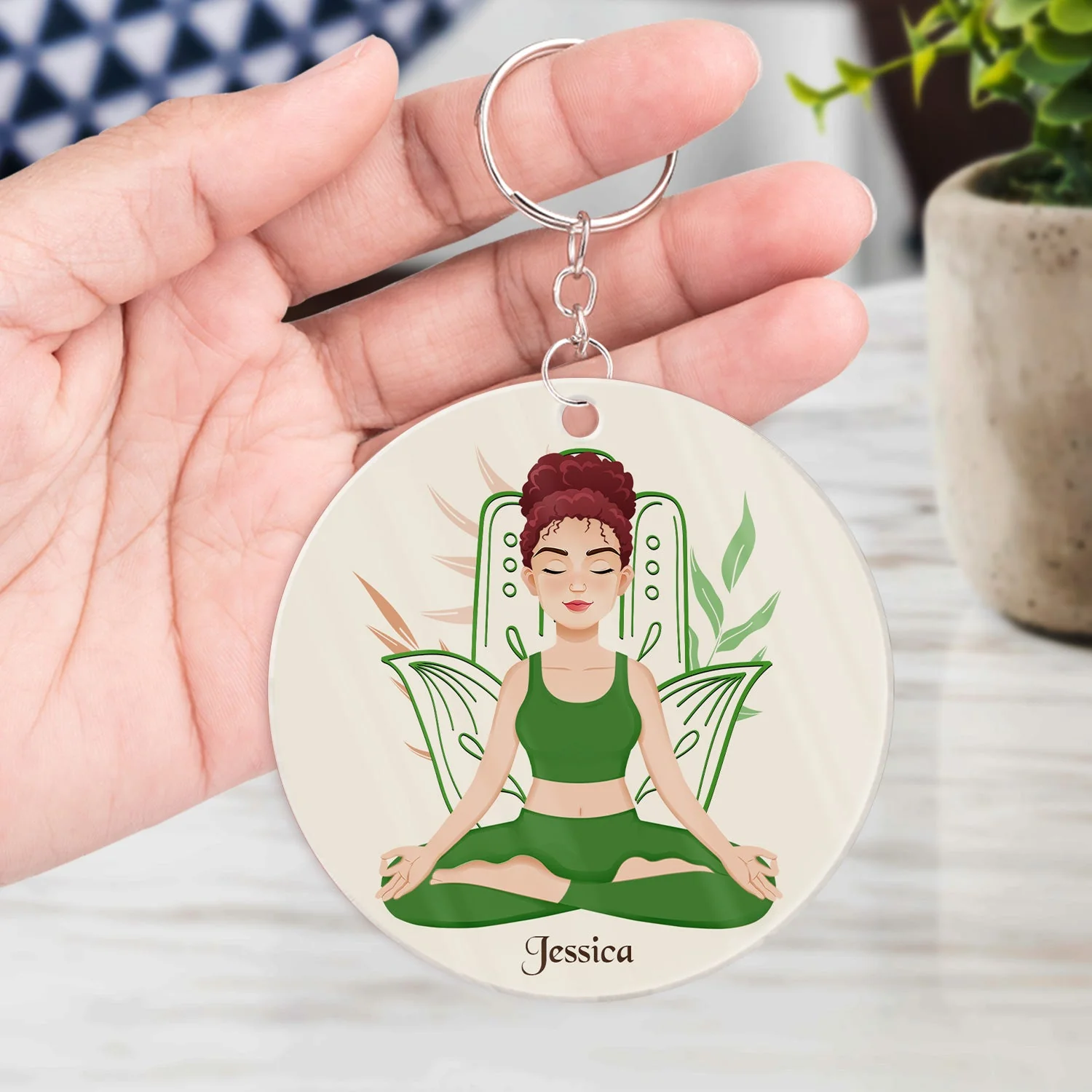 Just Breathe - Gift For Yoga Lovers - Personalized Acrylic Keychain - Image 4