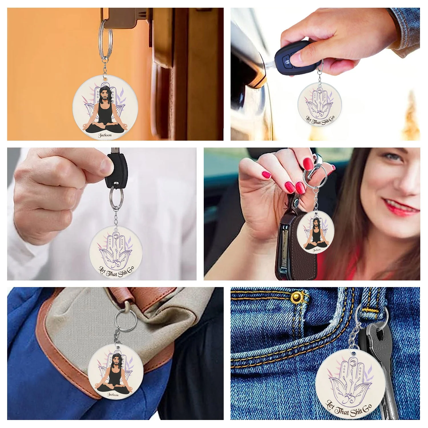 Just Breathe - Gift For Yoga Lovers - Personalized Acrylic Keychain - Image 6