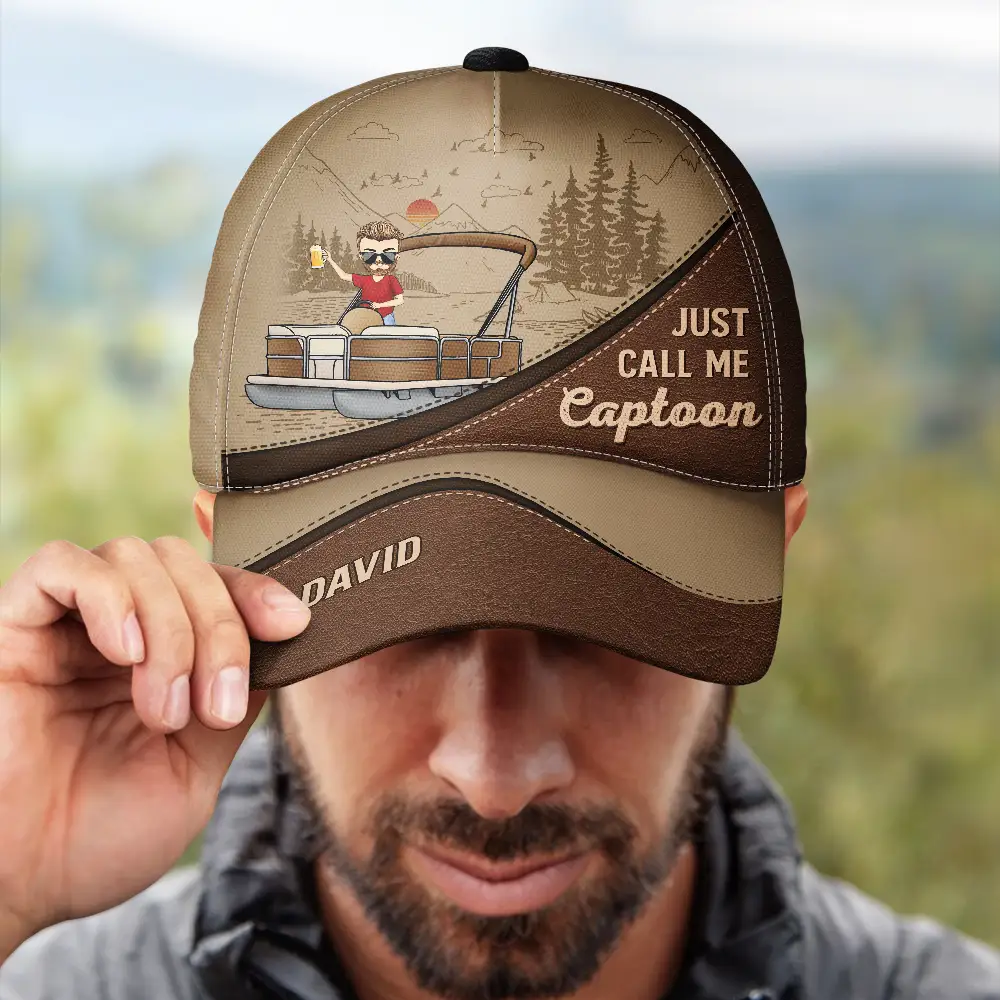 Just Call Me Captoon Pontoon Captain - Personalized Classic Cap - Image 4
